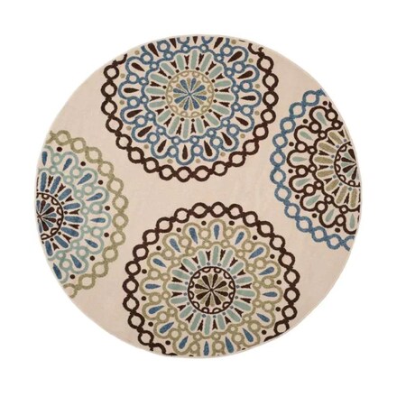 Safavieh 8 x 8 ft. Veranda Round Area Rug; Cream & Blue VER092-0615-8R